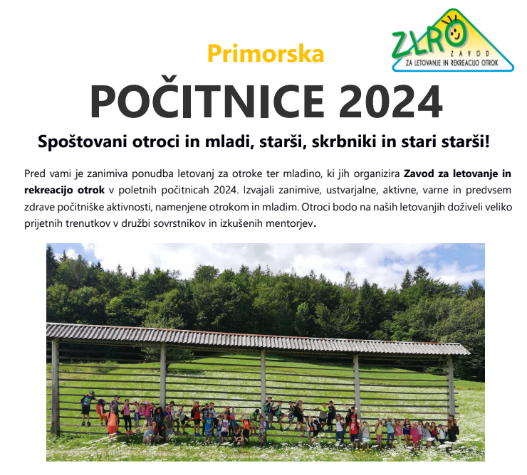 Zdravstvena letovanja za otroke in mlade poletje 2024